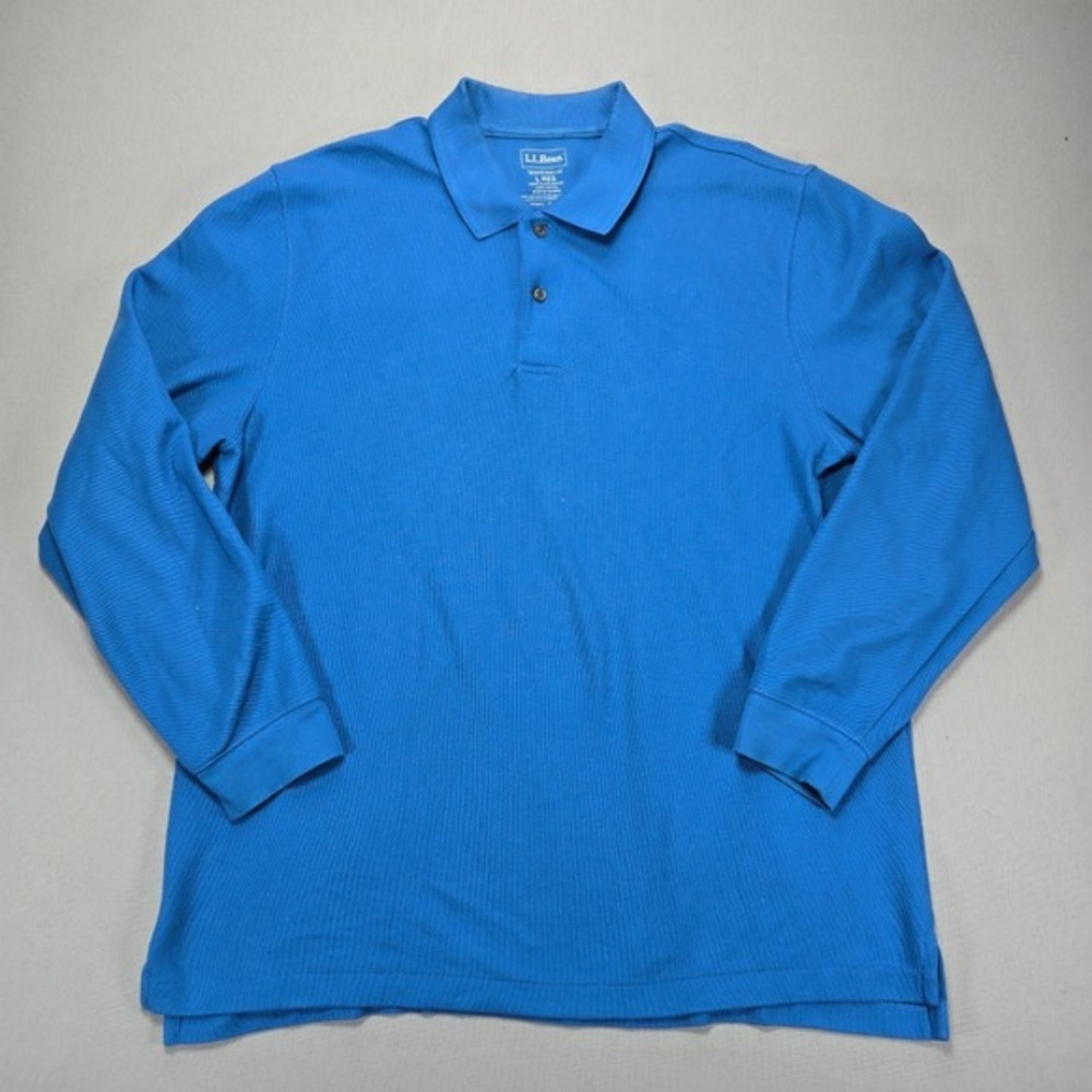 L.L.Bean Long Sleeve Polo Shirt‎ Traditional Fit Casual Blue Men's Large